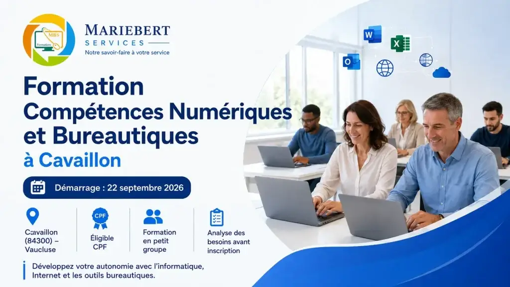 Formation Compétences Numériques et Bureautique à Cavaillon